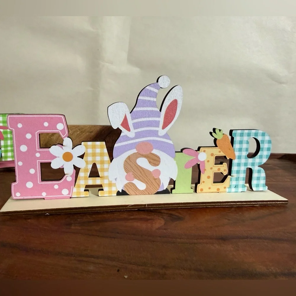Easter party theme decoration bundle 4 Pc Decorate Stand sign Hanging Sign